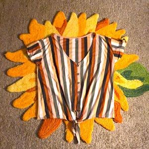 Button and tie shirt.